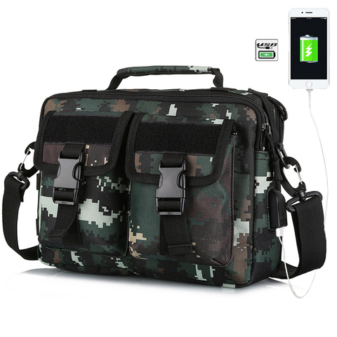 Bolso de hombro táctico del ejército con carga USB, bolsa cruzada militar de camuflaje para acampar al aire libre, senderismo ► Foto 1/6