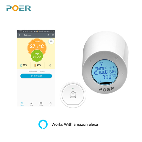 Termostato inteligente WiFi controlador de radiador termorregulación integrado con la pantalla de humedad de la caldera funciona con Alexa ► Foto 1/6