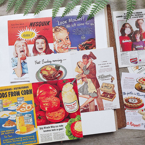 Pegatinas de póster de comida vintage europeo y americano, pegatinas de decoración para el ordenador y el teléfono móvil, para álbum de recortes ► Foto 1/5