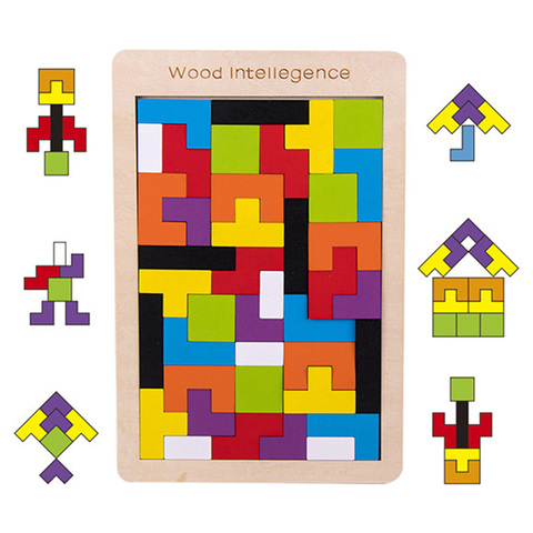 Tetris-rompecabezas de madera para niños, juguete educativo para edades tempranas ► Foto 1/6