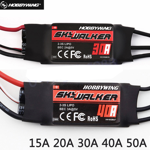 Hobbywing SkyWalker-CONTROLADOR DE VELOCIDAD ESC sin escobillas, con UBEC, 20A 40A 50A 60A 80A ► Foto 1/6