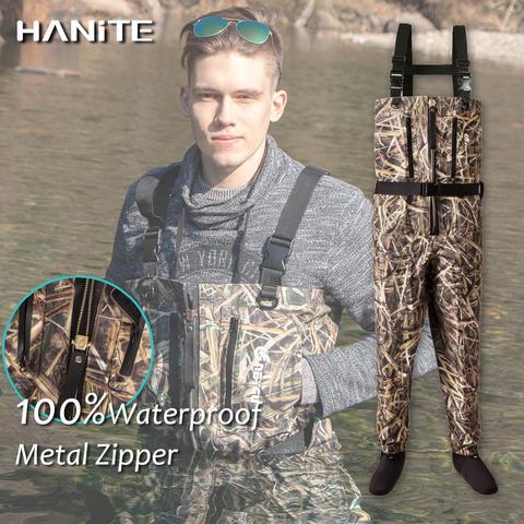 HANITE Green Reed leaf-Wader de pecho de drenaje rápido e impermeable con cremallera de ventilación frontal útil en clima lluvioso, Nevado y de inundación ► Foto 1/6