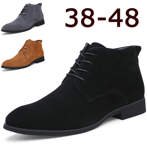 Chukka-Botas de negocios para hombre, zapatos informales de cuero para actividades al aire libre, color negro y gris, para invierno, 2022 ► Foto 1/5