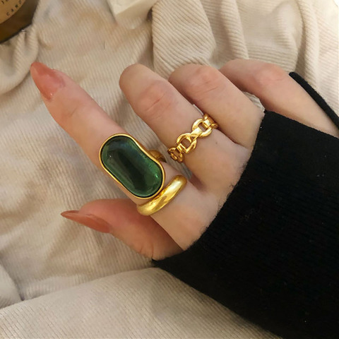 Foxanry-anillos de boda de Plata de Ley 925 para mujer, diseño creativo de moda, piedra verde, joyería Vintage de Francia para novia y fiesta ► Foto 1/5