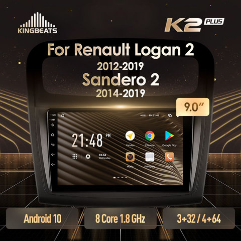 KingBeats-Radio Multimedia con GPS para coche, Radio con reproductor, Android 10, octa-core, unidad principal HU, 4G en el tablero, navegador, 2 din, doble Din, Android, Logan 2003-2012 2 para Renault, Sandero 2 2006-2013, SIN dvd 2din ► Foto 1/6