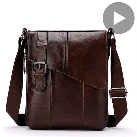 Bolso cruzado de cuero genuino para hombre, bandolera de hombro, bolso de mano, maletín Vintage, producto en oferta ► Foto 1/6