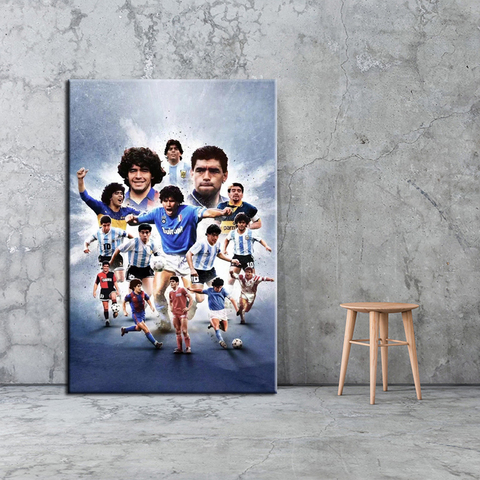 Diego Maradona aceite cartel mural de pintura habitación decoración superestrella de fútbol de lona estampados pared pegatinas para la decoración del hogar ► Foto 1/6