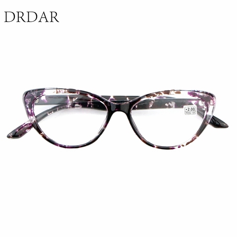 DRDAR-gafas de lectura antifatiga para hombre y mujer, anteojos de lectura cómodos, color morado, 9416, ojo de gato, espejo de lectura ► Foto 1/6