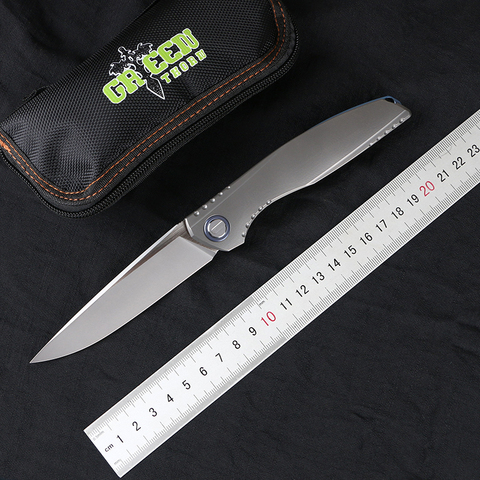 Cuchillo plegable Lee m390, mango 3D de titanio TC4, herramienta EDC para acampar al aire libre, cuchillo de fruta verde ► Foto 1/6