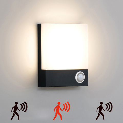 Lámpara LED moderna e impermeable para exteriores, luz de pared con Sensor de movimiento PIR, IP65, de aluminio, para porche y jardín, 110V, 220V, ZBW0007, 15W ► Foto 1/6