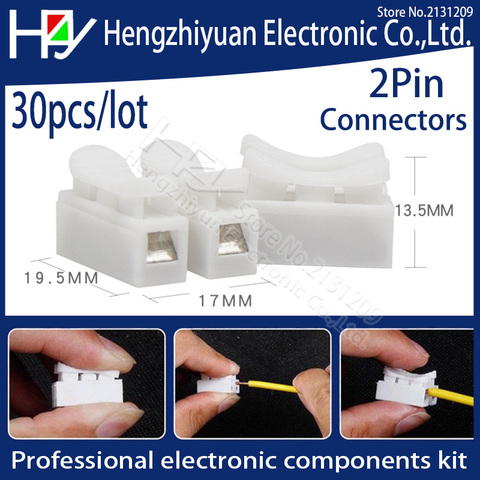 30 unids/lote 2 pines Cable eléctrico conectores CH2 empalme rápido Bloqueo de terminales conjunto de 20x17,5x13,5mm tipo de prensa terminal 250 V ► Foto 1/2