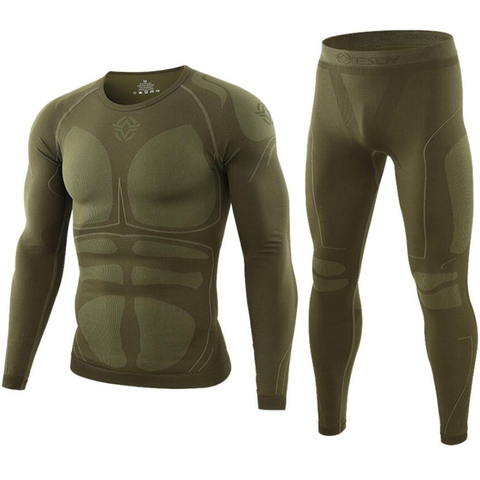 Ropa interior térmica de invierno para hombre, conjuntos de Calzoncillos largos para exteriores, a prueba de viento, ropa deportiva de Fitness, conjuntos de ropa interior de estilo militar de alta calidad ► Foto 1/6