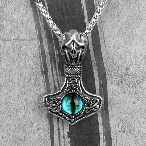 Collar de acero inoxidable con calavera de ojo malvado para hombre, cadena gótica Punk, collares de hombres, joyería, regalo creativo, venta al por mayor ► Foto 1/6