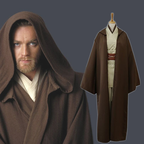 Disfraz de Anakin Caballero Jedi de Star Wars para hombre y mujer, disfraz de Cosplay con capucha con capa de Anime, película clásica, Halloween, color marrón ► Foto 1/6