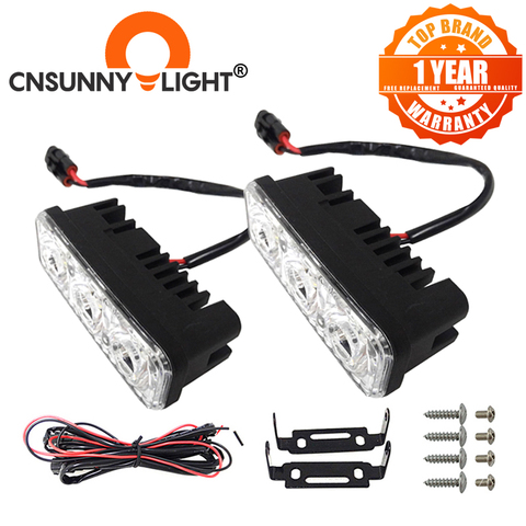 Luces de circulación diurna LED de aluminio de alta potencia impermeables para coche CNSUNNYLIGHT con lentes DC 12V Super blanco 6000K DRL lámparas antiniebla ► Foto 1/6