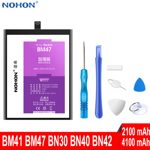 NOHON-batería BM41 BM47 BN30 BN40 BN42 Original para Xiaomi Redmi 1 1S 2 3 3S 3X 4X 4A 4 Pro, herramientas gratuitas de repuesto para teléfono ► Foto 1/6