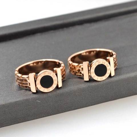 A MUJER DE MODA anillos de acero inoxidable negro números romanos Color oro rosa anillos ahuecados de joyería de moda ► Foto 1/6