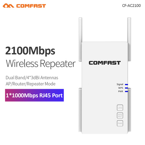 Amplificador de señal WiFi de largo alcance, repetidor inalámbrico de 2100Mbps, Gigabit de doble banda, 2,4 y 5,8 GHz, 4 antenas de 3dBi ► Foto 1/6