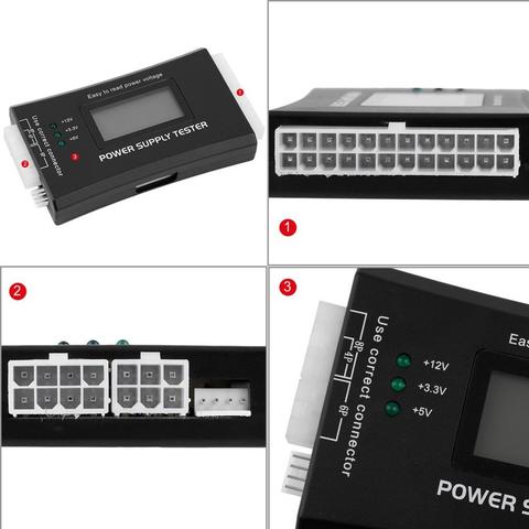 Comprobador de fuente de alimentación SD para fuente de alimentación/ATX/BTX/ITX pantalla LCD compatible con SATA HDD tester 20/24 pin profesional ► Foto 1/6