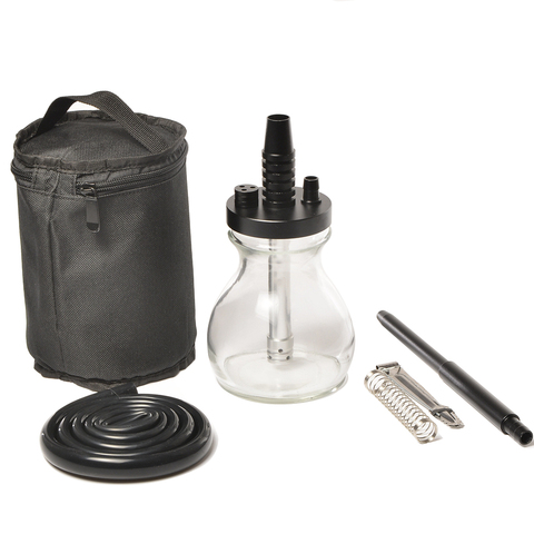 Pequeño de vidrio de viaje pipa Hookah Shisha Chichas Narguie con bolsa para narguile de manguera de silicona resorte de Metal pinzas accesorios para fumar ► Foto 1/6