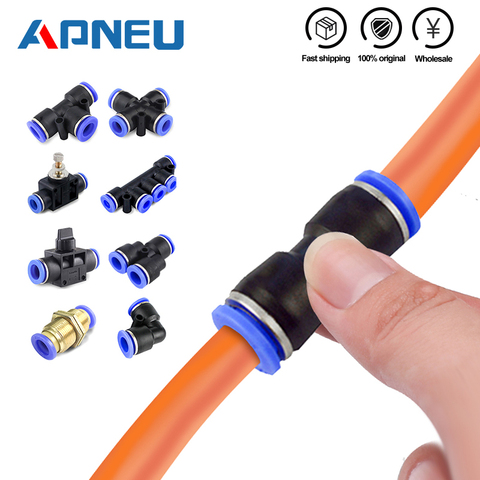 Conector neumático para tubo de conexión de manguera, compresor de junta de plástico, tubo de liberación rápida de empuje para 4mm, 6mm, 8mm, 10mm, 12mm, Pu Py ► Foto 1/6