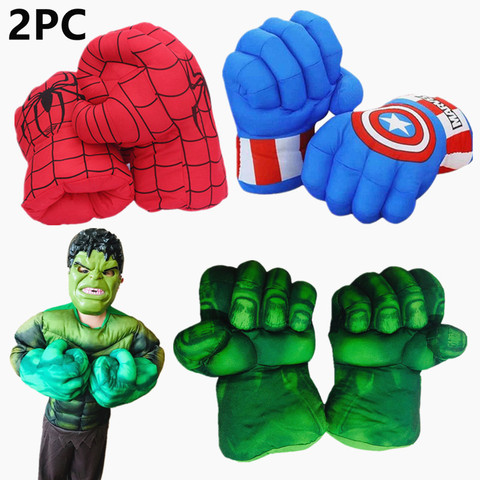 2PC chico película de fantasía Incredibl superhéroe figura araña Ma/juguete de Hulk guantes de boxeo niño regalo de Halloween guantes de Hulk ► Foto 1/6