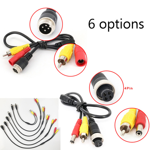 Cable adaptador hembra de 4 pines a RCA macho y conector de CC para cámara CCTV de vehículo, monitor de cámara de coche, asistencia de estacionamiento ► Foto 1/3