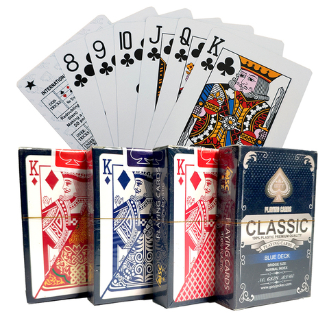 1 cubierta/54 Uds PVC jugando a las cartas de juego impermeables cartas de póker plásticas baraja de póquer Whitle oro tarjetas 58*88mm tarjetas ► Foto 1/6