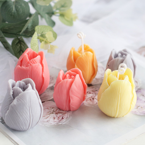 Molde para velas de tulipán 3D, molde de silicona para jabón de flores DIY, molde de pastel de Chocolate, molde de silicona, formas de jabón, suministros para fabricación de jabón ► Foto 1/5