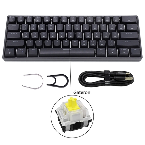 Teclado mecánico portátil SK61 Gateron, interruptores ópticos RGB retroiluminados, intercambiables, juegos por cable, teclado para PC y Mac, 60% ► Foto 1/6