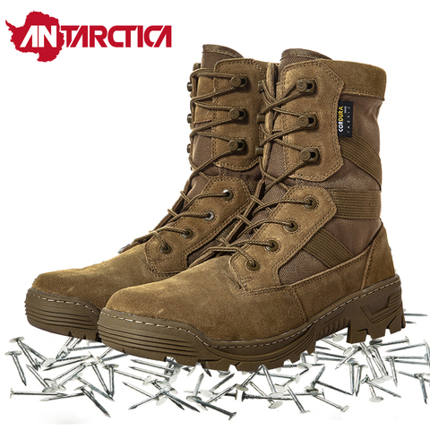 Zapatos de senderismo para hombre y mujer, botas deportivas de cuero para el trabajo, calzado táctico militar de combate, resistente al agua, de nailon ► Foto 1/6