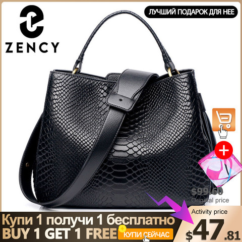 Zency-Bolso de mano de piel auténtica para mujer, bolso de hombro femenino de alta calidad a la moda, nuevo diseño, Asa superior, 2022 ► Foto 1/6