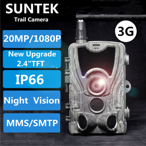 Suntek-Cámara infrarroja para rastreo de animales, dispositivo de foto y vídeo de 20MP y 1080P HD, 3G, de 2,4 pulgadas, MMS/SMTP/SMS, con visión nocturna IR y LED, trampa de caza, 940nm ► Foto 1/6