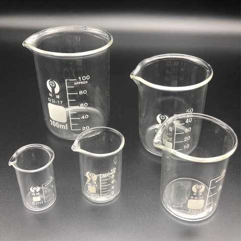Vaso medidor de vidrio borosilicato, recipiente de laboratorio, 5/10/25/50/100mL ► Foto 1/6