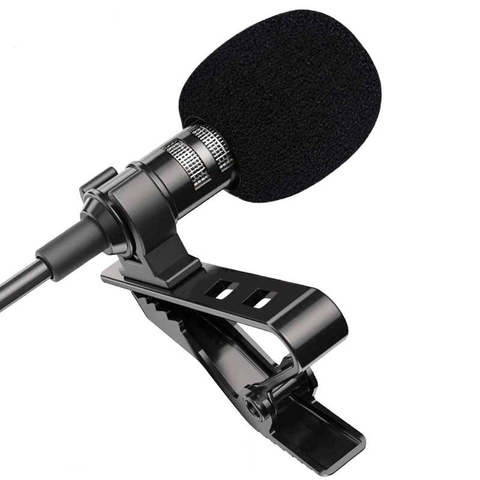 Mini micrófono portátil Lavalier de 1,5 m, pinza de condensador, micrófono de solapa con cable Mikrofo/Microfon para teléfono, portátil y PC ► Foto 1/6