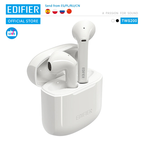 EDIFIER-auriculares TWS inalámbricos con Bluetooth 5,0, dispositivo con micrófono Dual cVc, cancelación de ruido de hasta 24 horas de reproducción, Qualcomm aptX ► Foto 1/6