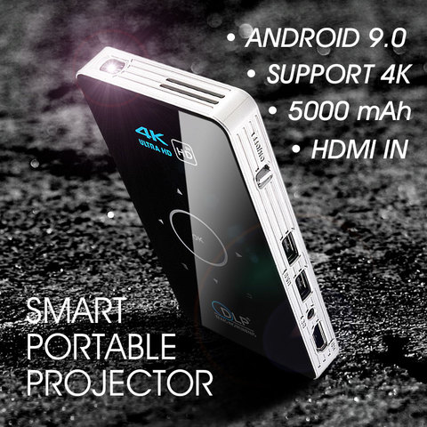 ALSTON-miniproyector DLP C6 4K, Android 9,0, WiFi, Bluetooth, portátil, para cine en casa al aire libre, para Smartphone, Miracast, Airplay ► Foto 1/6