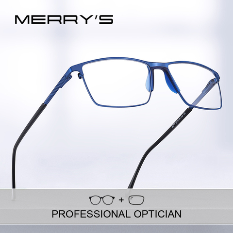 MERRYS cuadradas-gafas graduadas para hombre, anteojos con montura completa para miopía, de titanio, estilo empresarial, S2170PG ► Foto 1/6