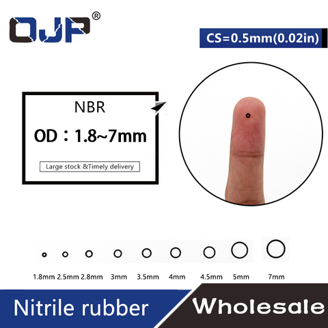 Junta de goma de nitrilo para relojes, 30 unids/lote, negro, NBR CS 0,5mm de grosor OD1.8/2,5/2,8/3/3.5/4/4.5/5/7mm, junta de goma de nitrilo resistente al agua ► Foto 1/5