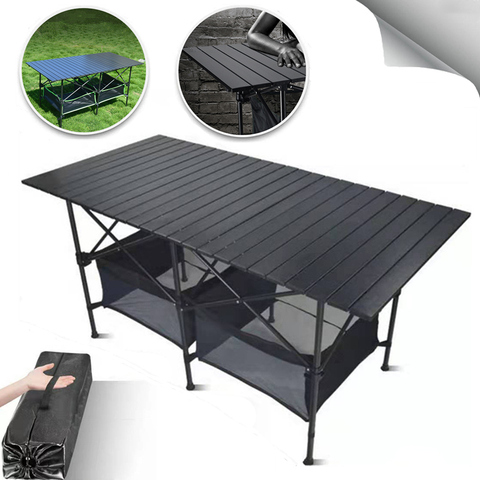 Mesa plegable para exteriores, silla portátil de aleación de aluminio para acampar, Picnic, plegable, impermeable, para jardín, barbacoa, mesa plegable ► Foto 1/6