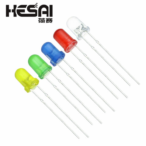 Kit surtido de LED redondos, 5 colores F3, 3MM, 100 unidades por lote, diodo emisor de luz verde/amarillo/azul/blanco/rojo Ultra brillante ► Foto 1/1