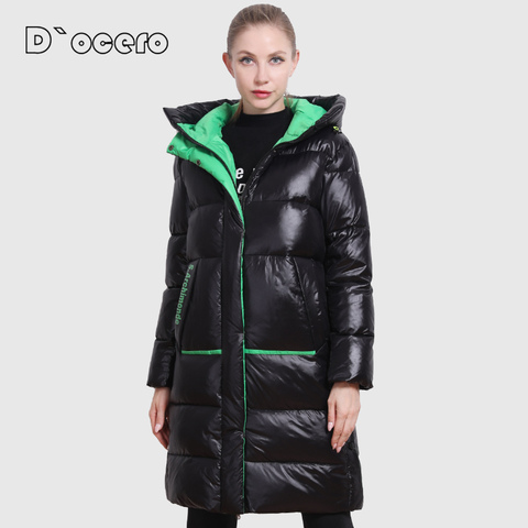 DOCERO-Chaqueta de Invierno para mujer, Parkas informales holgadas de colores contrastantes con abertura lateral, abrigo grueso de talla grande, ropa de abrigo larga con capucha, novedad de 2022 ► Foto 1/6