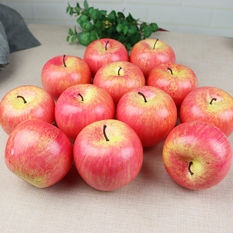 Manzana de plástico Artificial de alta simulación de fruta, manzana roja falsa, accesorios para fotos, modelo de frutería ► Foto 1/6