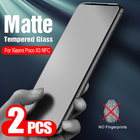 2 uds en poco x3 protector de pantalla de cristal mate para xiaomi poco x3 nfc glass para xiaomi pocofone x3 película protectora de pantalla ► Foto 1/6