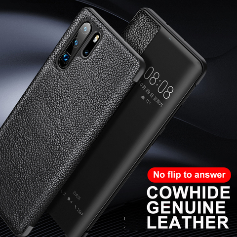 Funda de cuero genuino para Huawei P30 Pro P20 Pro P 30, carcasa Original con espejo, vista táctil, protección contra despertador ► Foto 1/6