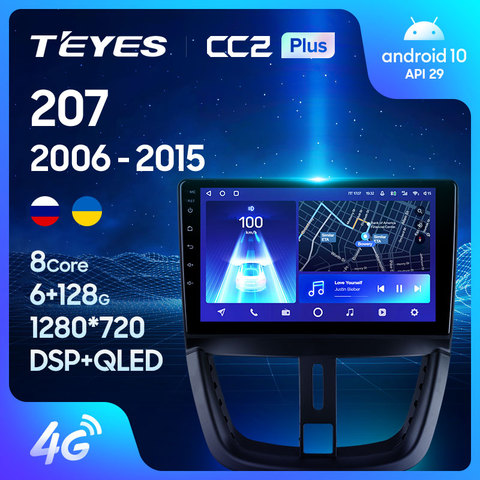 TEYES-Radio Multimedia CC2L CC2 Plus con GPS para coche, Radio con reproductor de vídeo, navegador, Android, No 2din, dvd, para Peugeot 207 2009-2016 ► Foto 1/6