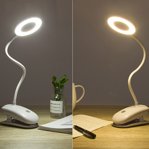 Abrazadera de Clip para luz LED de mesa y escritorio, 5V, USB, Flexible, táctil, de lectura, lámpara de noche recargable para niños ► Foto 1/6