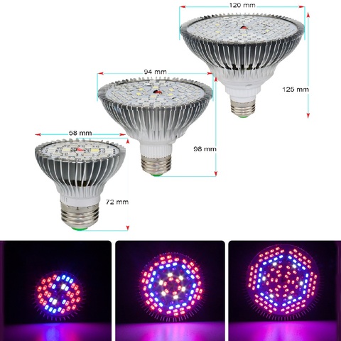 Lámpara LED fitolampara de espectro completo 30W 50W 80W E27 LED Grow luz bombillas Fitolampy 5730 SMD 28 40 78 120 lámpara LED para sembrar plantas ► Foto 1/6