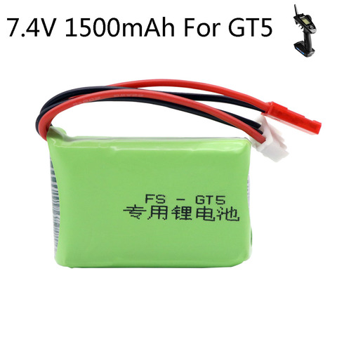 Batería Lipo de 7,4 V y 1500mah para Flysky FS-GT5, transmisor de 2,4G y 6 canales, piezas de juguetes, batería de 7,4 V para coche RC, barco, accesorios de helicóptero ► Foto 1/6