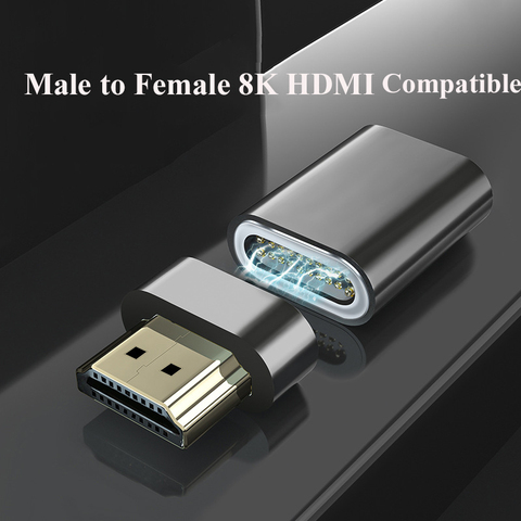 Adaptador magnético compatible con Hdmi 8K, convertidor dhmi macho a hembra de alta definición para TV, portátil, PS3, proyector magnético ► Foto 1/6